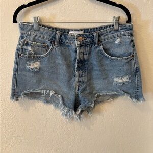 Zara Blue Distressed Jean Shorts